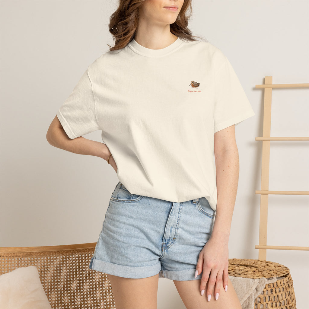 American Woodcock T-Shirt | Timberdoodle Tiny Chest Print, Slow Living Birdwatcher Tee, Nature Lover Gift, Unisex Softstyle
