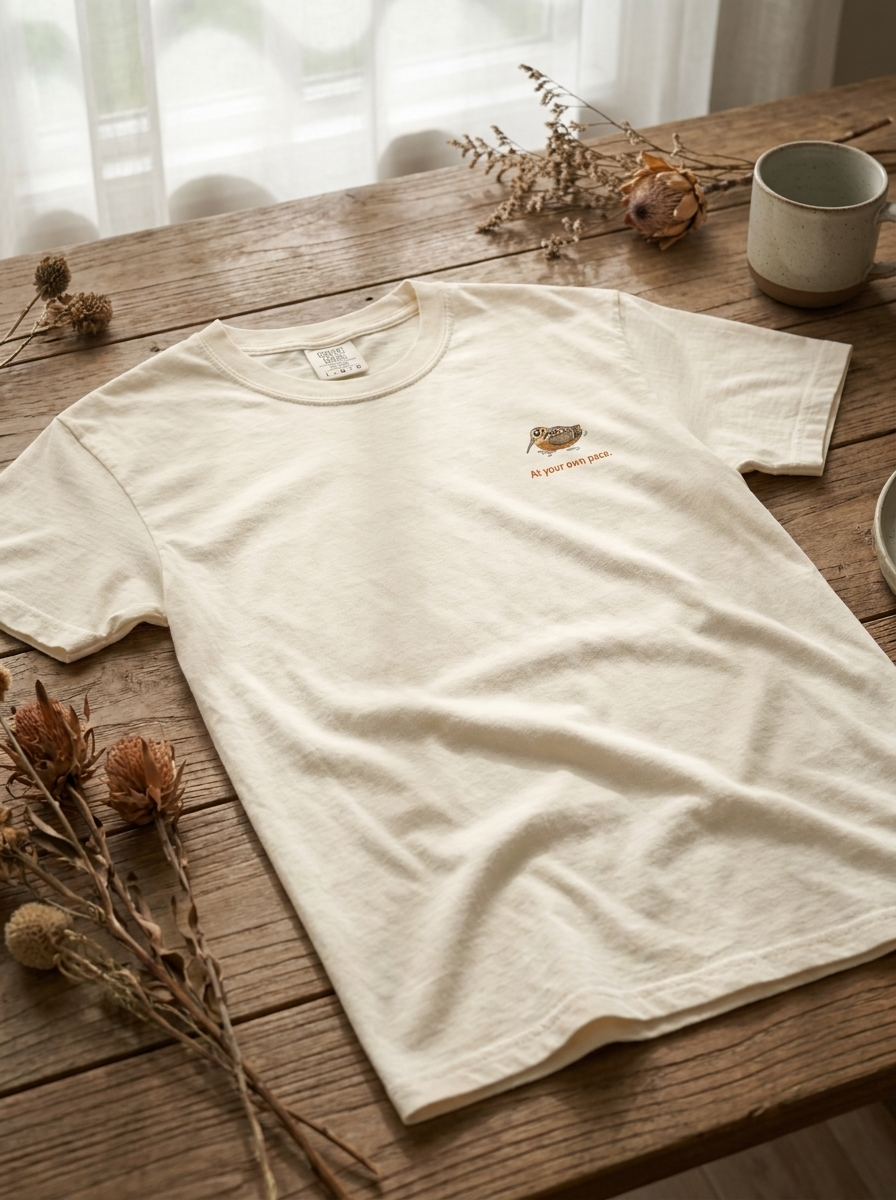 American Woodcock T-Shirt | Timberdoodle Tiny Chest Print, Slow Living Birdwatcher Tee, Nature Lover Gift, Unisex Softstyle